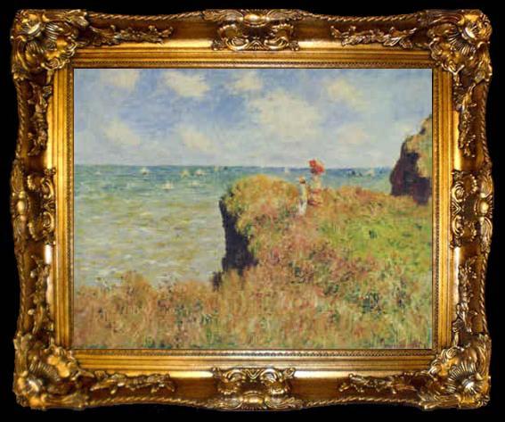 framed  Claude Monet Walk on the Cliff at Pourville, ta009-2